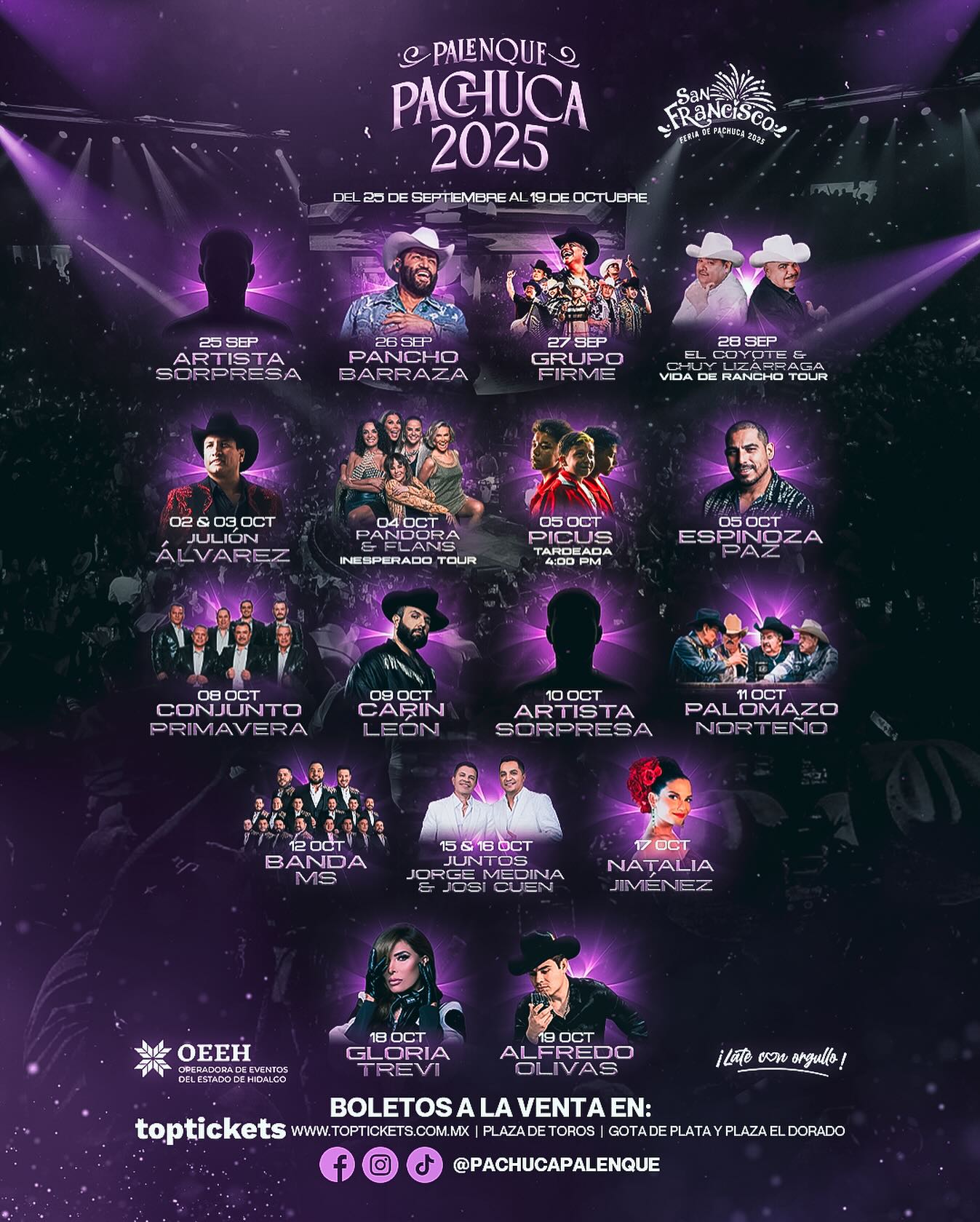 artistas palenque pachuca 2025